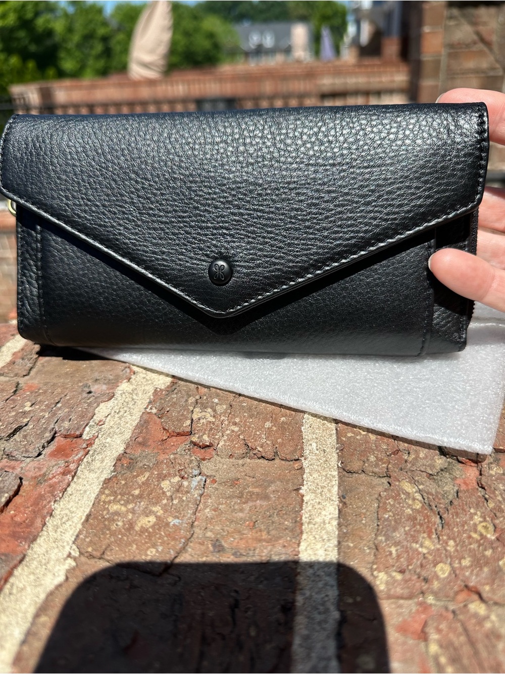 HOBO Goldie Black Leather Zip-Around Wallet NWT